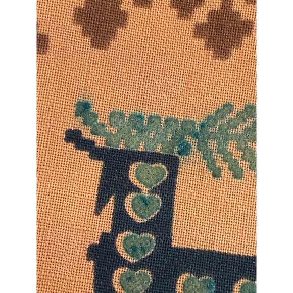 Vintage MCM Swedish Jewelry Pouch Peach With Deer Atomic Animals - Picture 8 of 9